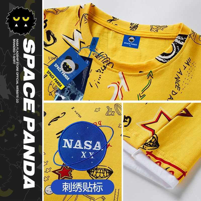 太空熊猫联名nasa夏季潮牌原创t恤 太空熊猫T恤