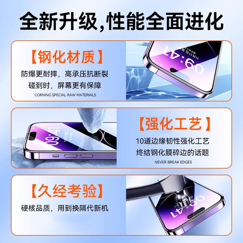 适用苹果17钢化膜16iphone14pro手机膜13mini全屏15防窥12pm全包边新17air陶瓷prom防尘绿光xr刚化气囊xs贴膜 - 图2
