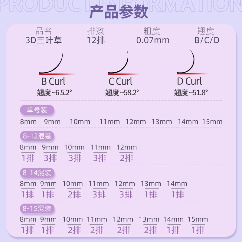 NAGARAKU三叶草睫毛黑色棕色柔软不易散0.07/0.1BCD翘Y型美睫店用 - 图2