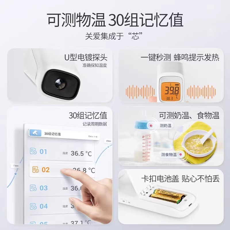 鱼跃体温计额温枪医用宝宝儿童成人用电子红外线测温枪家用YHW-2-图0
