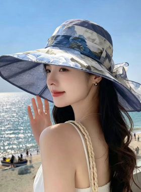 夏季中老年女大檐轻薄防晒帽