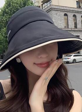 可折叠透气大头围黑胶护脸防晒帽