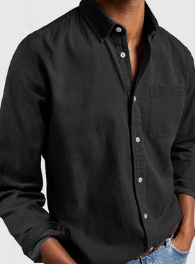 翻领长袖2024秋季新款长袖翻衬衫