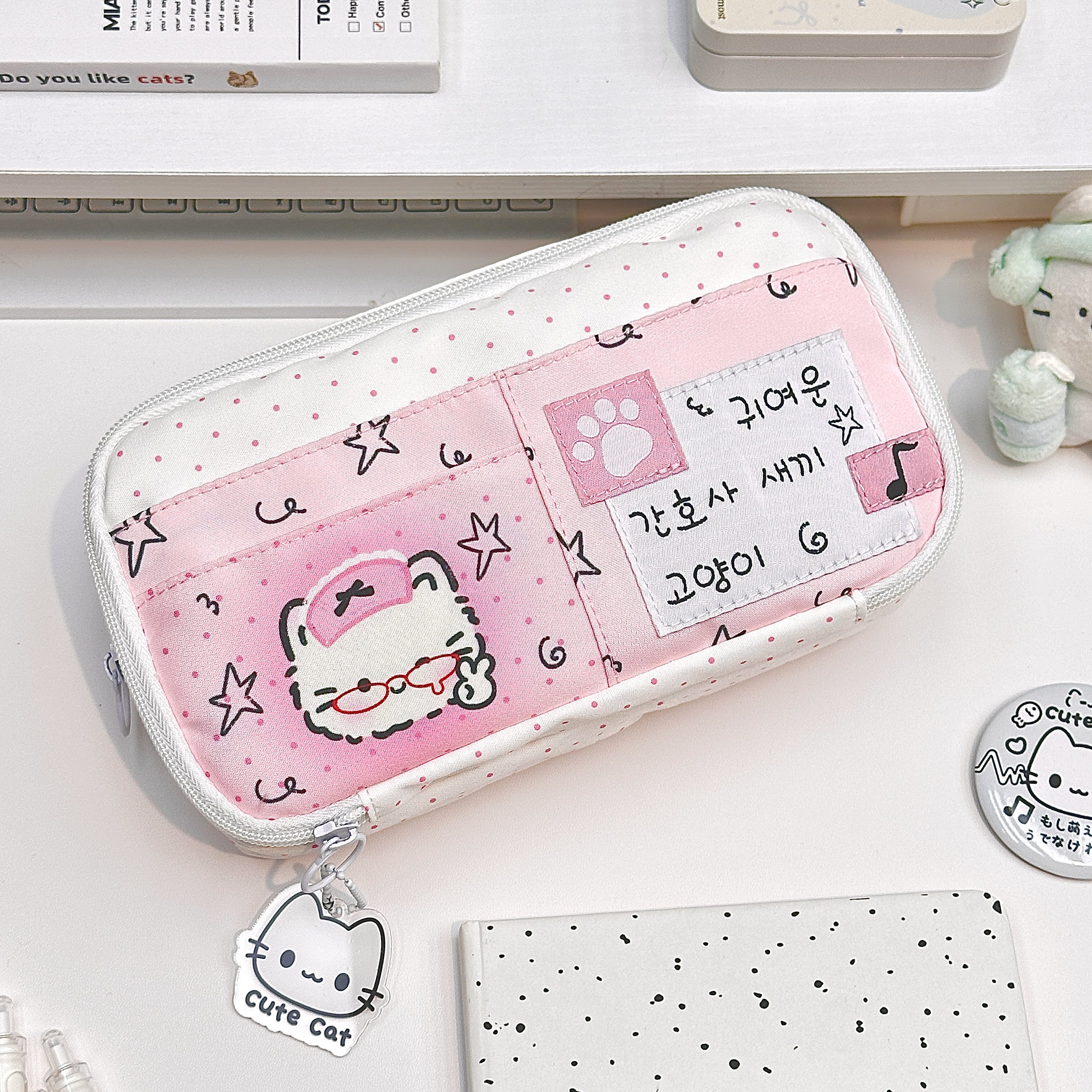 ins风比耶小猫笔袋可爱高颜值小众学生女生笔袋新款铅笔文具盒,淘宝优惠券,粉丝福利购,淘宝优惠卷