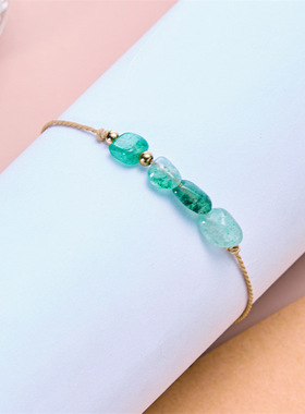 新款热卖12星座天然石手工编织卡纸手链欧美原石串珠