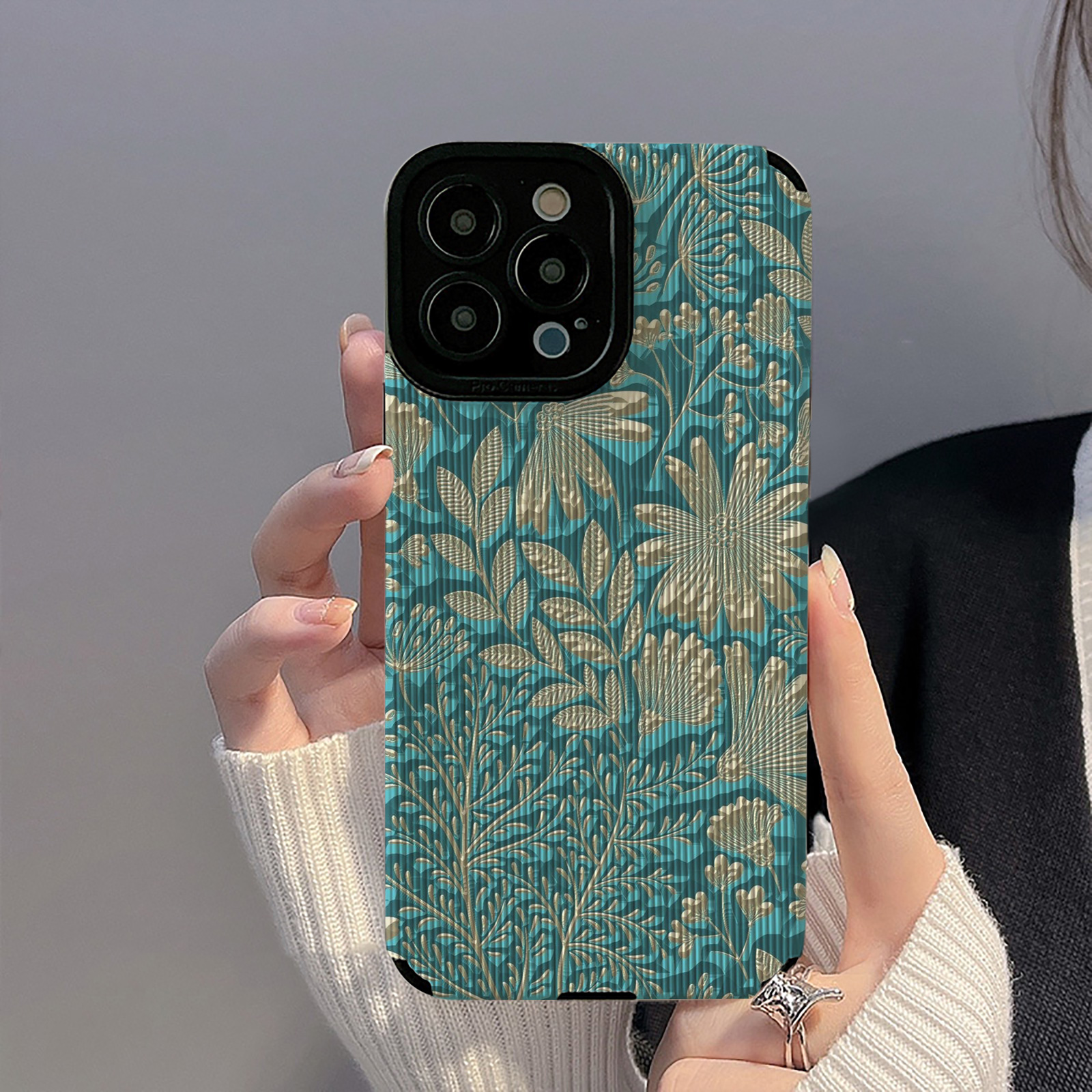 初绽适用红米NOTE14proplus手机壳12时尚10青春9情侣note8pro竖条纹艺术金色花纹小众皮质软全包时尚潮保护套 - 图1