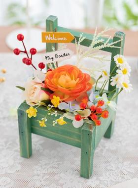 阿楹 可爱治愈ins田园多巴胺小摆件花园阳台装饰仿真花架拍照道具