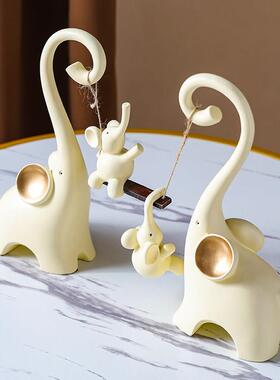 家居装饰品创意简约大象摆饰客厅电视柜高端高级感新房子小众乔迁