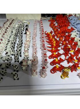 新款老北京非遗纯手工艺品十二生肖料器老琉璃生肖怀旧摆件小动物