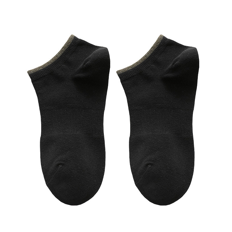 春秋季简约四季黑色男士纯棉袜子 俏棒妮船袜
