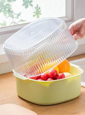 家用厨房客厅沥水篮菜篮子塑料双层沥水居家洗菜盆水果盘日式轻奢