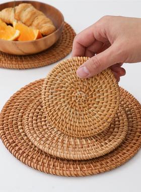 藤编隔热垫子餐桌垫家用防烫耐高温耐热锅垫碗垫盘子垫咖啡杯垫