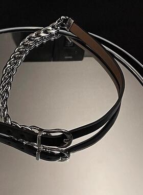 . 黑色皮绳choker项圈女小众颈带气质颈链脖子项链锁骨链夏