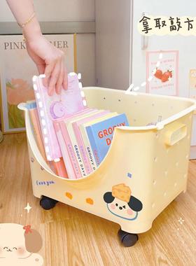 桌下书包收纳架滑轮多层落地书本整理神器可移动床头零食置物架