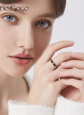 黑色编织皮绳戒指对戒小众设计感高级时尚气质素圈耳扣