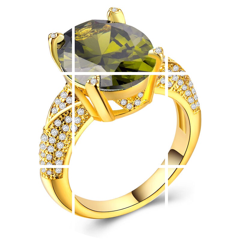 镀18k金镶锆石时尚女士宝石戒指环 傲彩戒指/指环