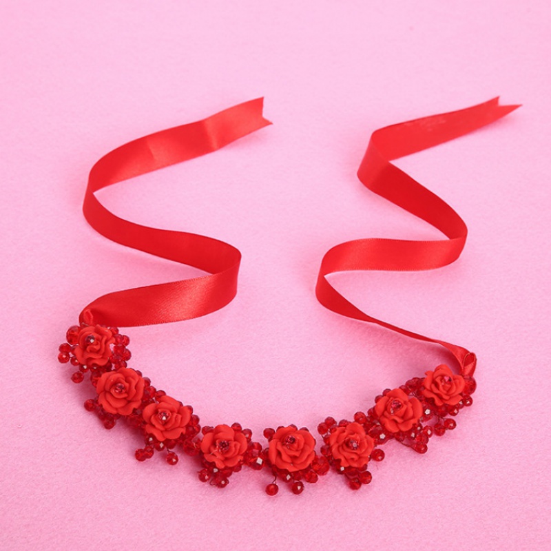 抖音新款新娘手工白色水晶软陶头花 傲彩发饰