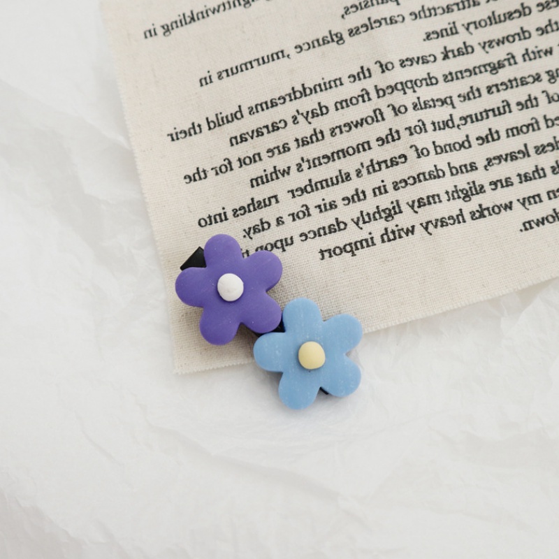 抖音新款童趣软陶小花ins一字夹 傲彩发饰