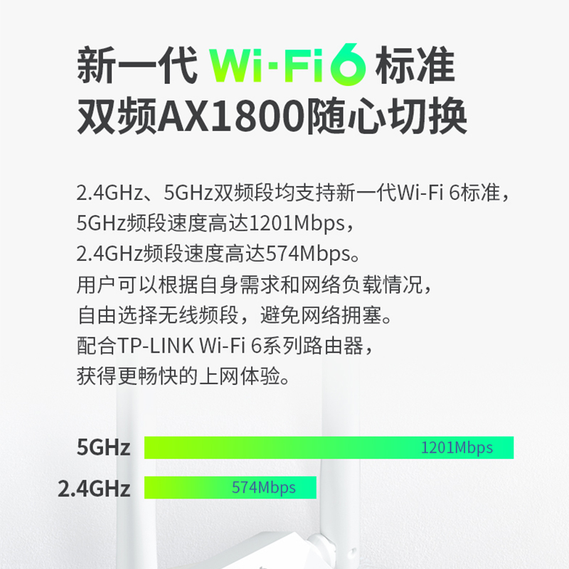 TP-LINK WIFI6无线网卡千兆双频USB接口AX1800台式机笔记本电脑WIFI接收器外置模块网络信号器XDN8000H免驱版 - 图0