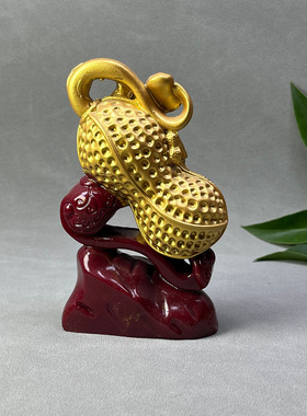 朱砂花生满仓招财纳吉摆件花开富贵如意花生家居玄关酒柜直播爆款