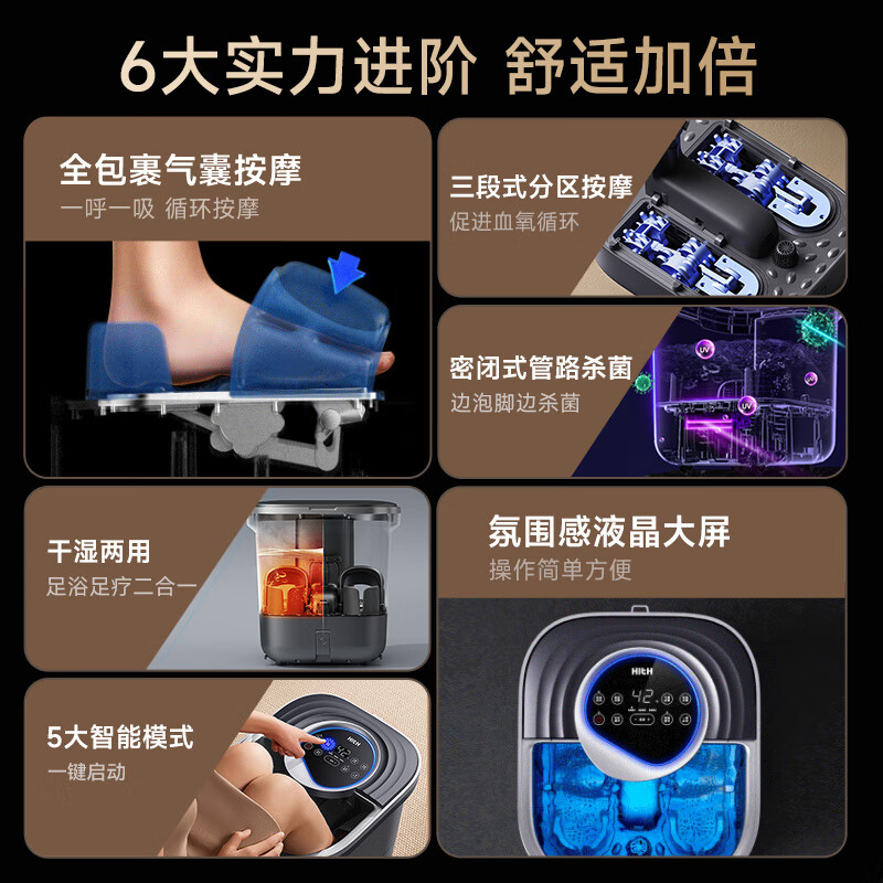 【达人推荐】HITH杀菌气囊按摩泡脚桶家用全自动恒温加热足浴器