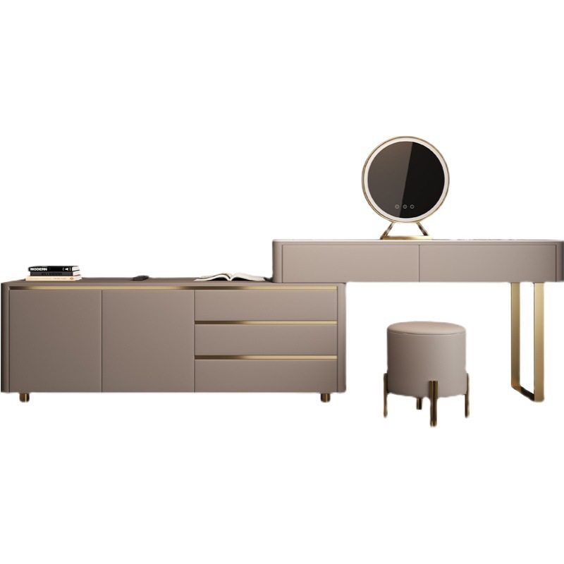 轻奢梳妆台电视柜一体收纳柜现代简约卧室岩板转角网红新款化妆桌,淘宝优惠券,粉丝福利购,淘宝优惠卷