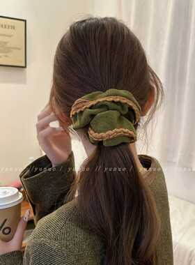 韩系针织大肠发圈女2025新款简约百搭扎头发马尾头绳秋冬皮筋头饰