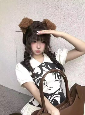 日韩风秋冬羊羔毛猫耳朵可爱公主头小抓夹侧边碎发夹头饰发卡卡通