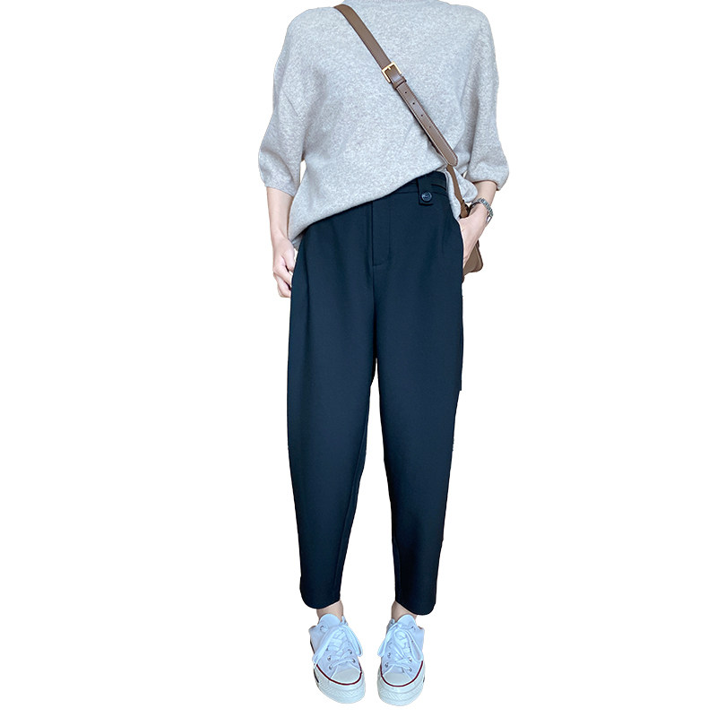 黑色西装裤春秋宽松高腰休闲裤子 myblun休闲裤