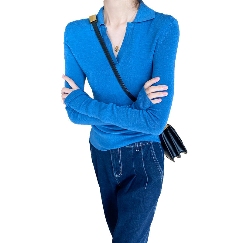 新澳高支羊毛polo领女法式小针织衫 myblun毛针织衫