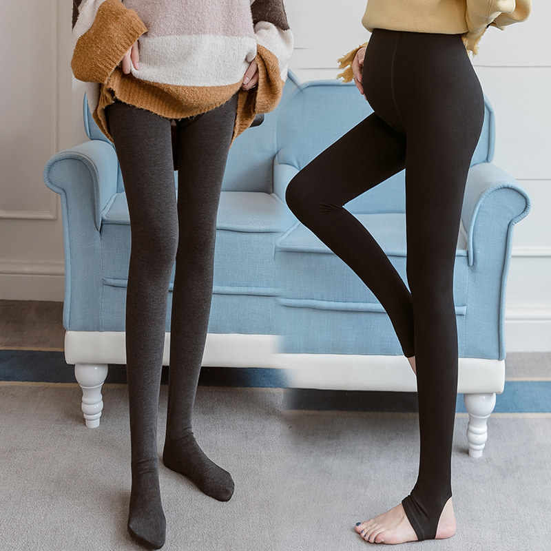 纯棉孕妇春秋款外穿托腹薄绒打底裤 魔法鹿孕妇打底裤