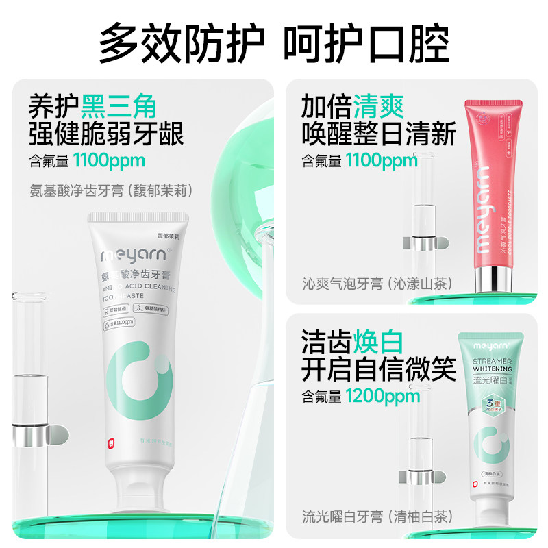 【双11预售】meyarn米妍含氟牙膏正畸带牙套专用防蛀美白牙膏清新