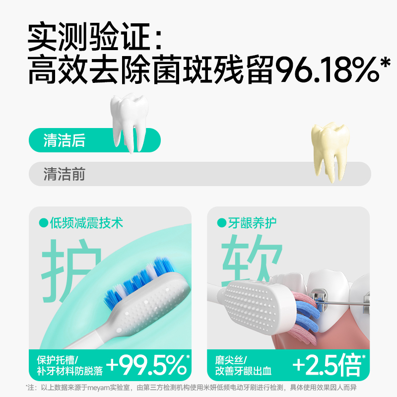 meyarn米妍正畸电动牙刷低频矫正整牙齿专用软毛戴牙套青少年成人