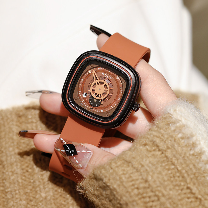 guou女款轻奢小众高级感复古手表 古欧老林国产腕表