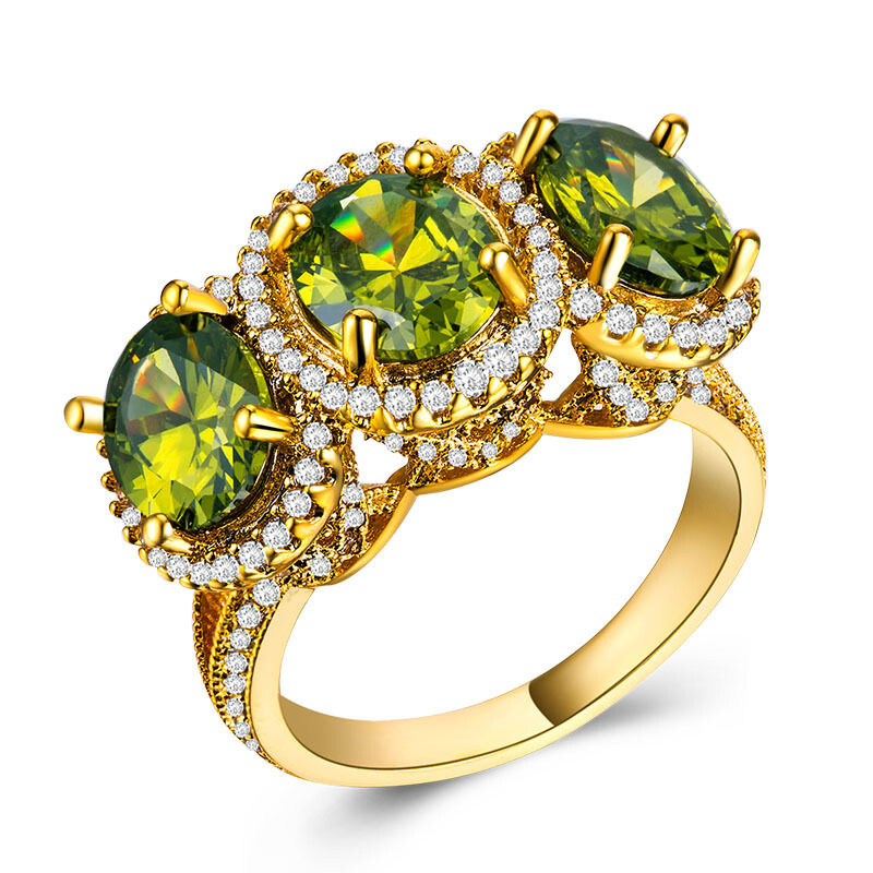 ring锆石镀18k金女士指环礼物 玄翠峰戒指/指环