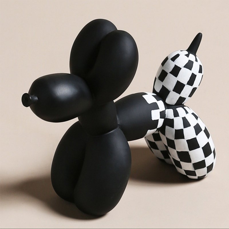 抖音新款笑莱气球狗格子家居小摆设 玄翠峰摆件