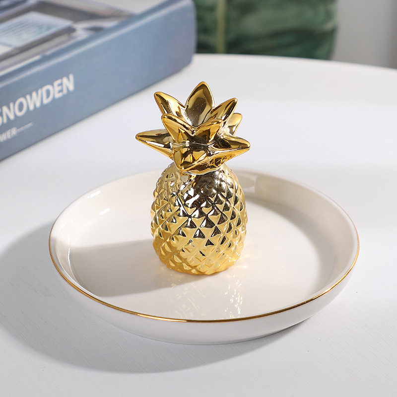 抖音新款欧式陶瓷电镀首饰盘戒指盘 玄翠峰项链