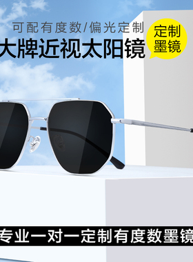 偏光多边形时尚男士新款近视墨镜