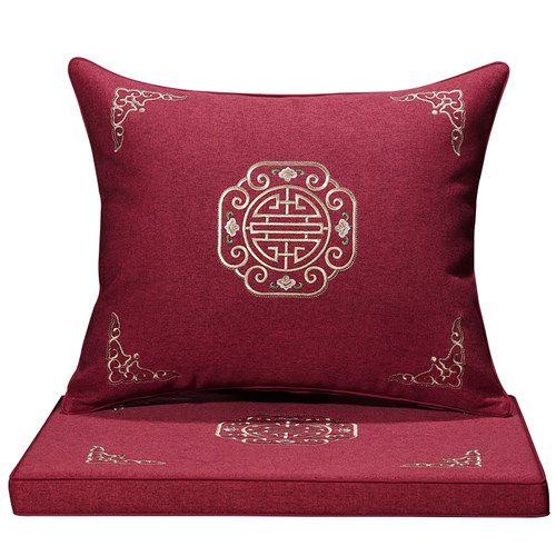 新中式座椅垫红木椅子坐垫实木沙发太师圈椅官帽茶椅乳胶防滑定制 - 图0