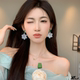 Forest first love! Pure white flower earrings! Niche earrings design studs s925 silver needle hair travel hair card