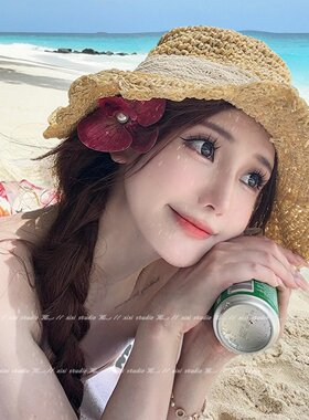 红色蝴蝶兰珍珠发夹麻花辫头花