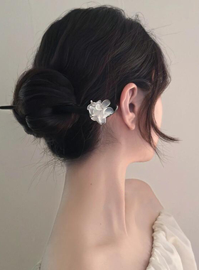 山茶花发簪古风木质簪子汉服配饰