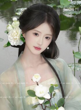 新中式绿色花朵发卡独特侧边发夹