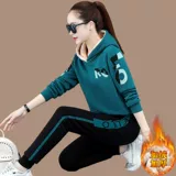 Бархатный демисезонный спортивный костюм, модный комплект, утепленная утепленная толстовка