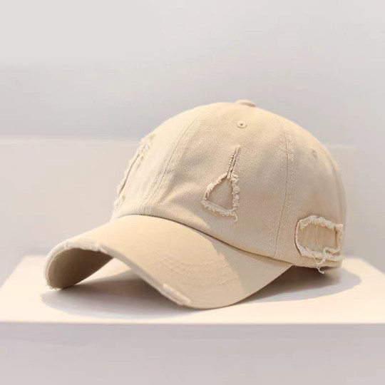 Retro korean style fashionable old hole-showing small baseball hat for men and women trendy summer versatile sun-visor peaked cap