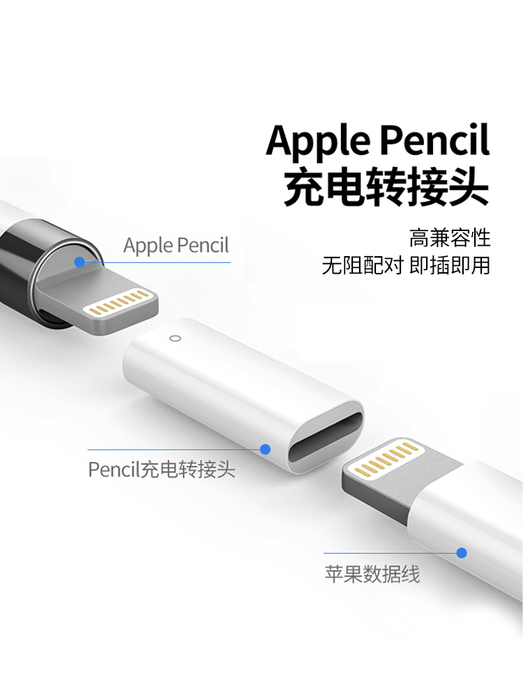 适用苹果ApplePencil笔尖iPad笔帽iPencil充电转接头Apple替换Pencil笔头一代二代2笔盖iPadPencil转换器防丢 - 图1