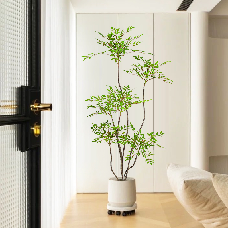 仿真绿植南天竹假植物高级仿生装饰室内大型侘寂风氛围树落地盆栽
