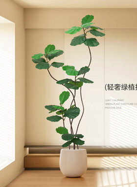恋柚仿真绿植琴叶榕盆栽摆件