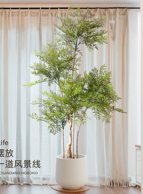 仿真绿植南天竹电视柜旁装饰摆件