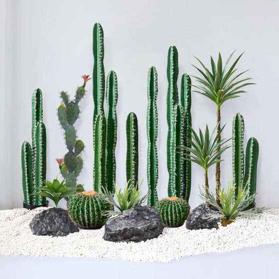 Fake green plant cactus indoor high-end light luxury landscaping landscape high-end bionic green plant tropical simulation tree